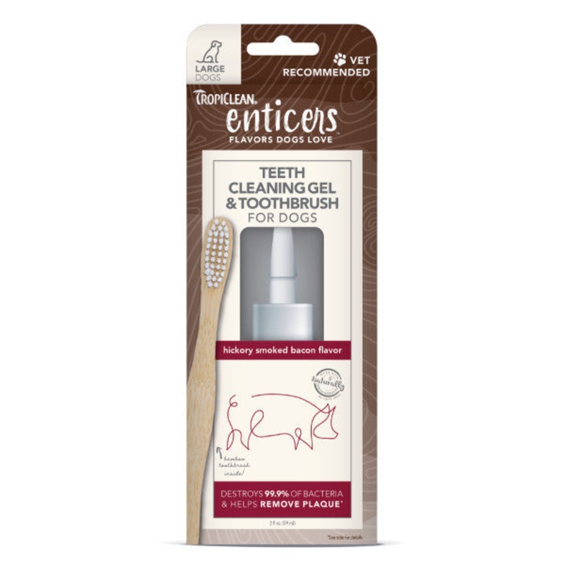 TropiClean Enticers Hickory Smoked Bacon Flavor Teeth Cleaning Gel 2 Oz Gel Only