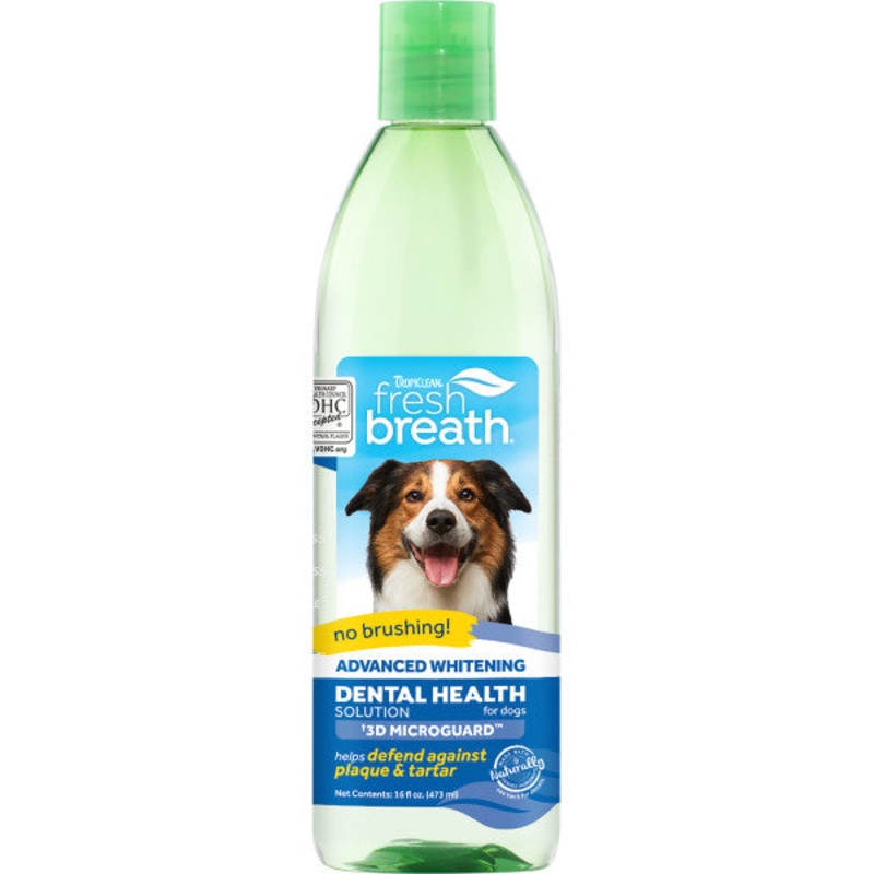 TropiClean Fresh Breath Advanced Whitening Dental Health Solution for Dogs 16 oz