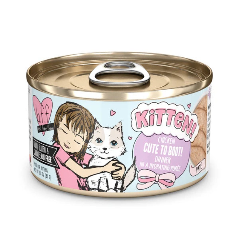 Weruva BFF Kitten!  Chicken Cute To Boot! Chicken Dinner in a Hydrating Pure Cat Food 2.8 oz
