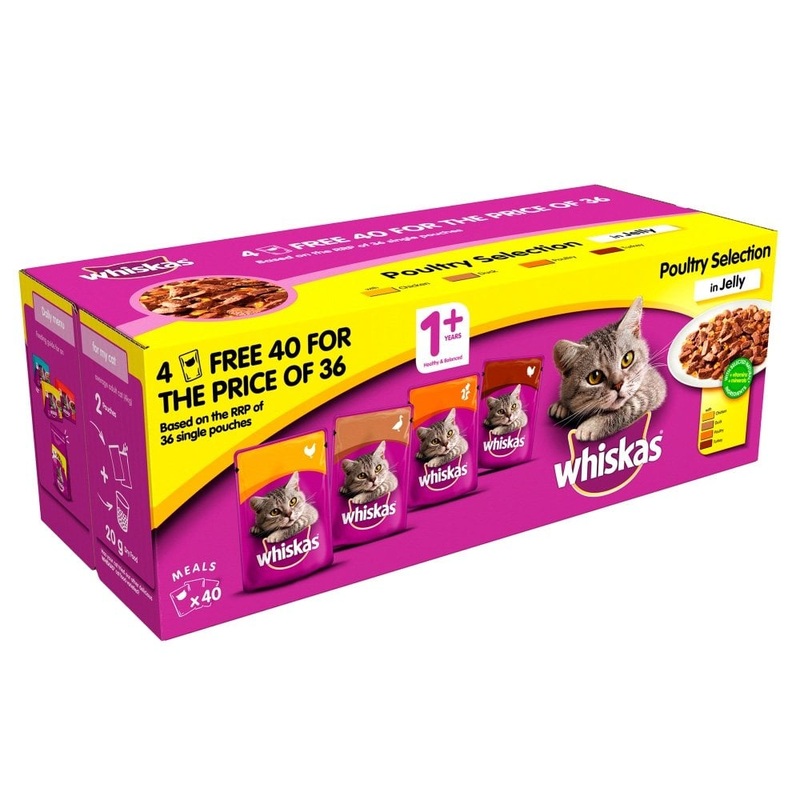 Whiskas 1+ Cat Pouches Poultry 100g 40 for 36 [Dcse 40]