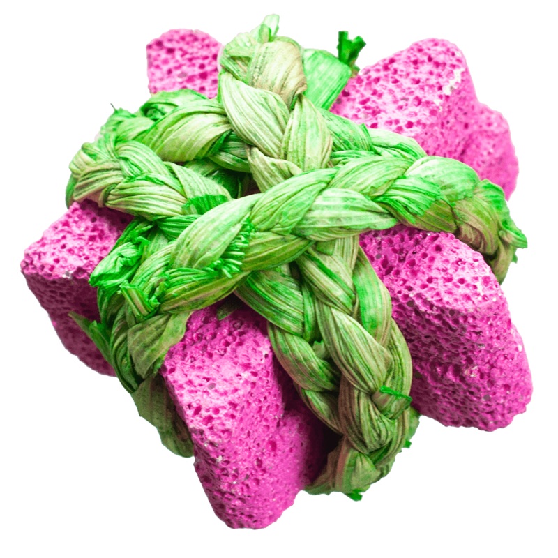 A&E Nibbles Pumice Rock Star with Braded Rope Chew Toy
