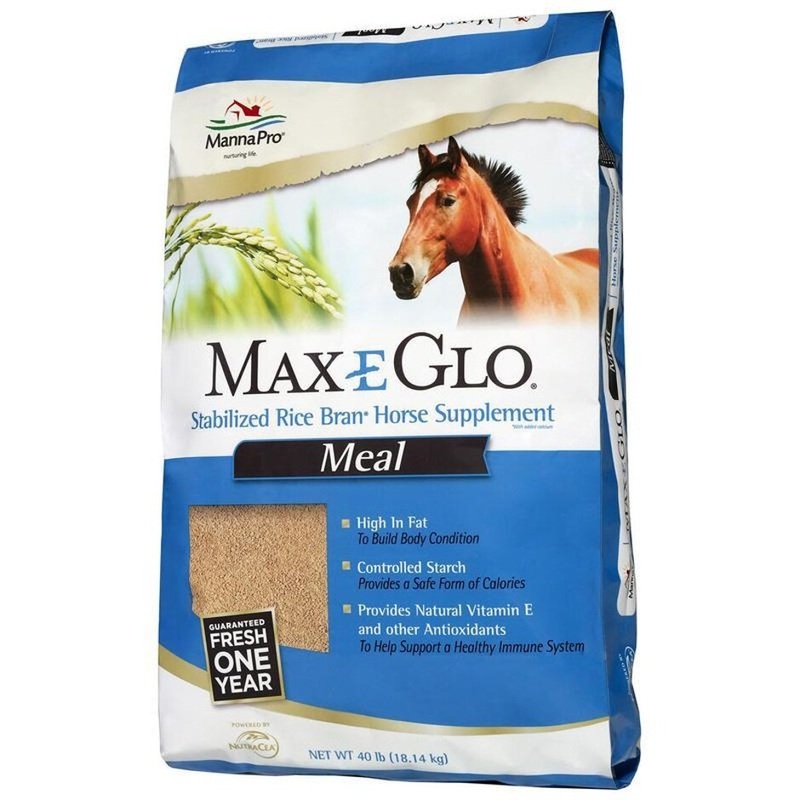 MANNA PRO MAX-E-GLO RICE BRAN MEAL HORSE SUPPLEMENT 40 LB
