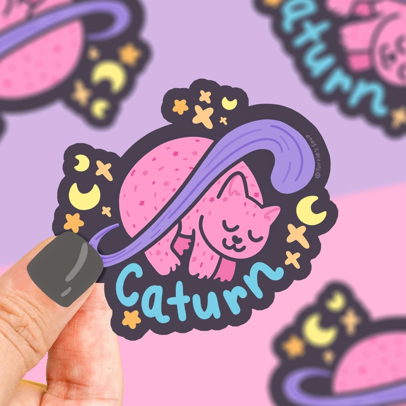 Planet Caturn Sleeping Cat Vinyl Sticker