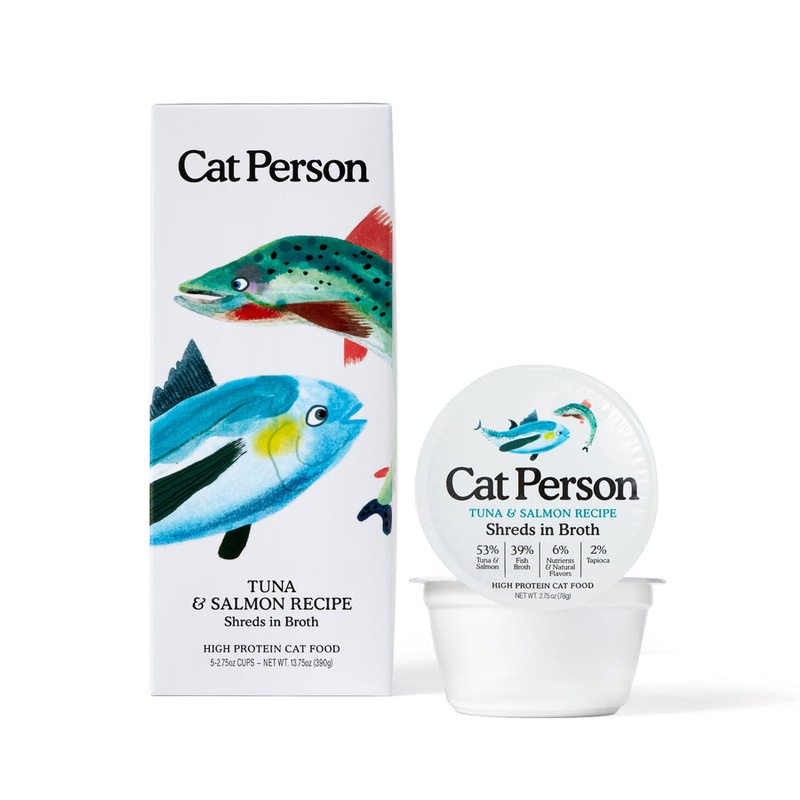 Weruva Cat Person Tuna & Salmon Shreds in Broth Cat Food 2.75 oz Cup