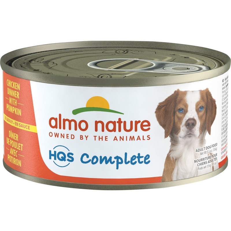 Almo Nature HQS Complete Chicken Dinner With Pumpkin Canned Dog Food 5.5- Oz Cans, Case Of 24