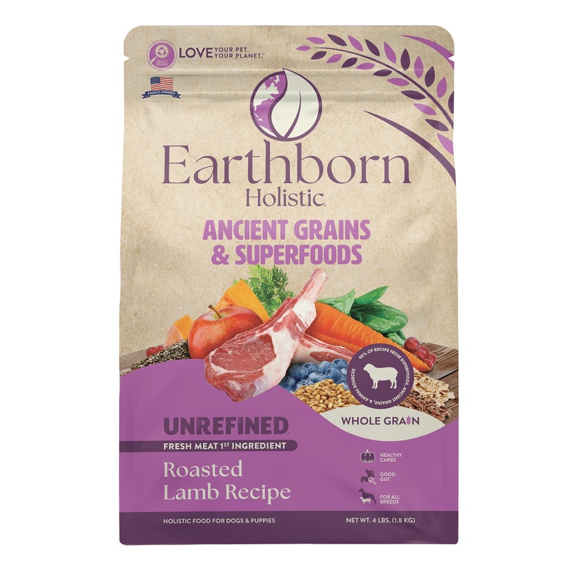 Earthborn Holistic Unrefined Roasted Lamb with Ancient Grains & Superfoods Dry Dog Food 4 lb 4lb