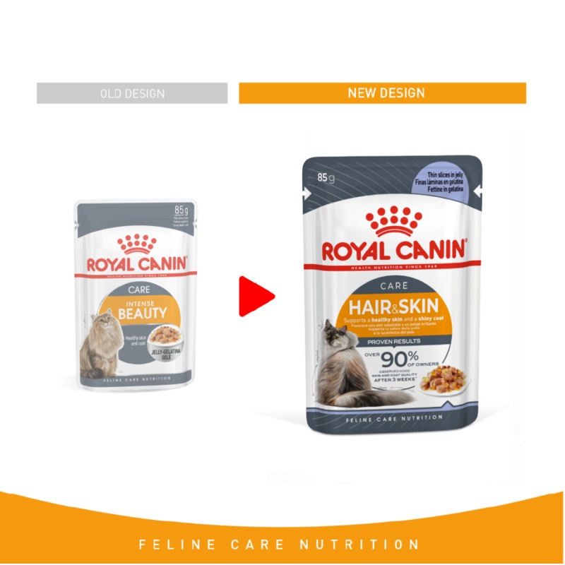 Feline Care Nutrition Hair & Skin Jelly (WET FOOD – Pouches) 12x85g