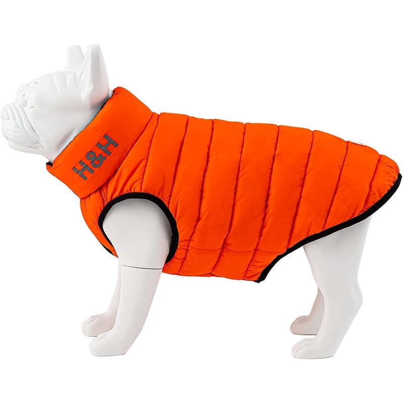 Hugo & Hudson Puffer Jacket Orange/Navy Large 55cm