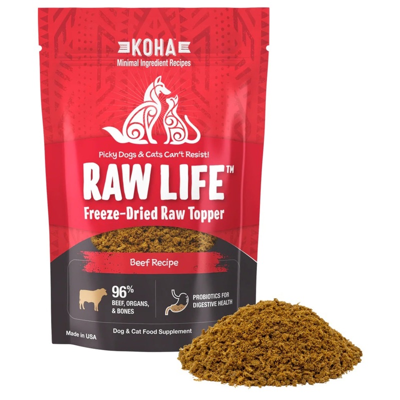 Koha Grain Free Raw Freeze Dried Topper Beef Dog & Cat Food – 8 oz