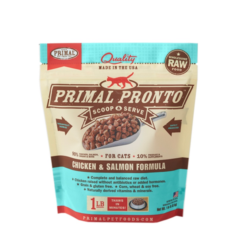 Primal Pronto Raw Frozen Feline Chicken & Salmon Formula 1 Lb