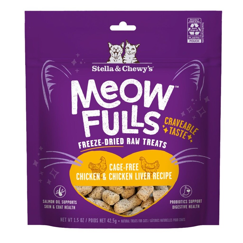 Stella & Chewy’s Meowfulls Chicken & Chicken Liver Cat Treats 1.5 oz