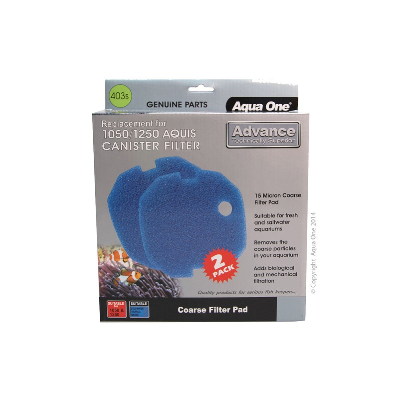 Aqua One Sponge Pad 15ppi Aquis 1050/1250 2pk
