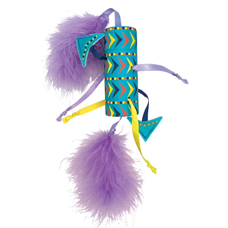 Bat-A-Bout Vibez Roller Rattling Feather Catnip Cat Toy 7.5 in x 4.5 in