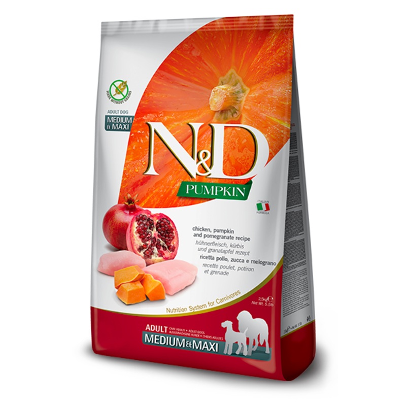 Farmina N&D Pumpkin Grain-Free Canine Chicken, Pumpkin and Pomegranate Adult Medium & Maxi Dog food