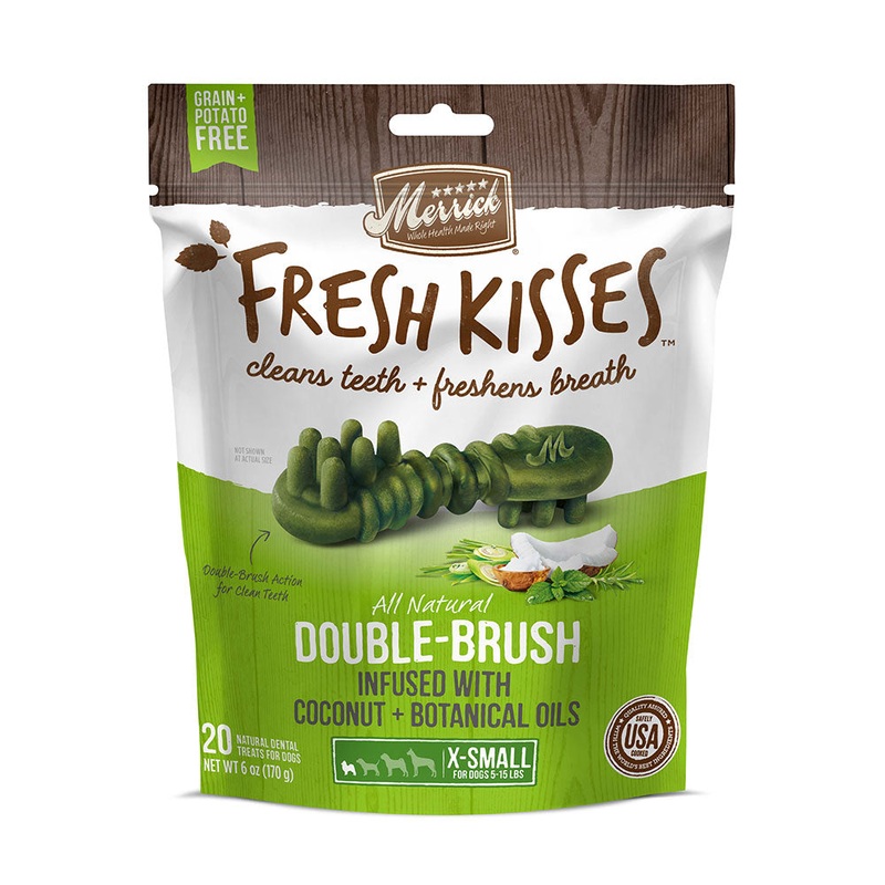 Merrick Fresh Kisses Double Brush Infused with Coconut & Botanical Oils For X-Small Dogs 6 Oz