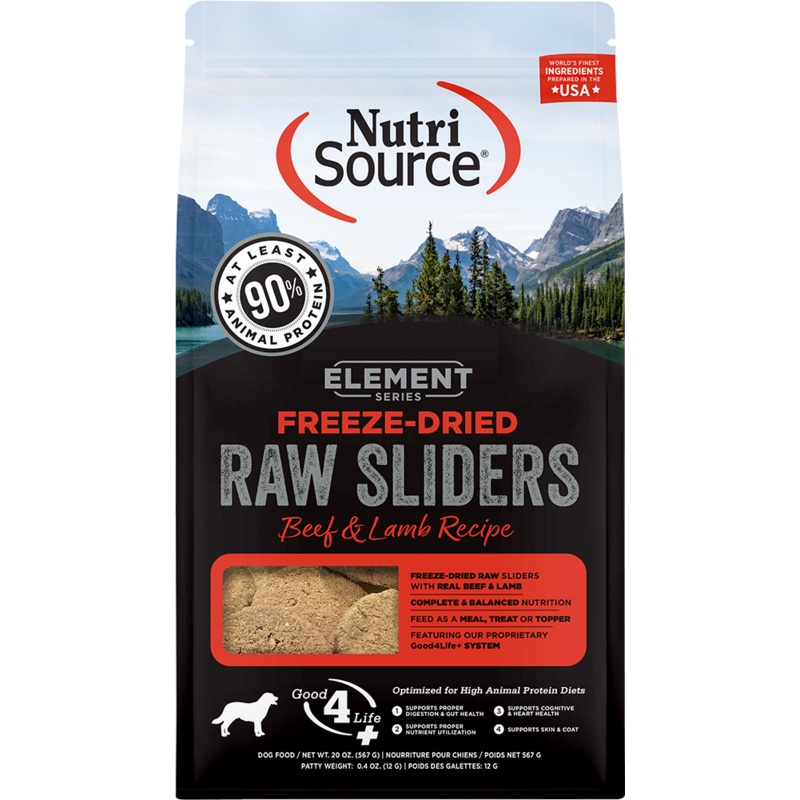 Nutri Source Element Series Freeze-Dried Beef & Lamb Recipe Raw Sliders – 20oz.