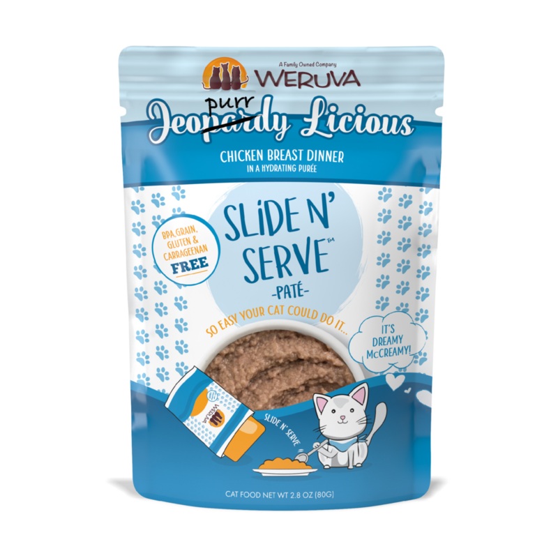 Weruva Slide N’ Serve Grain Free Jeopurrdy Licious Chicken Dinner Wet Cat Food Pouch