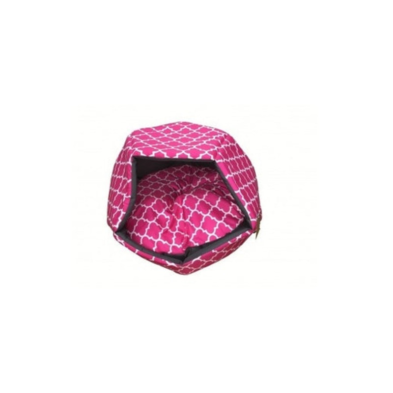 Empets Cubby House With Cushion  Modern (60x60x44cm)[Dimension – 60x60x44cm, Texture – Printed Pink]