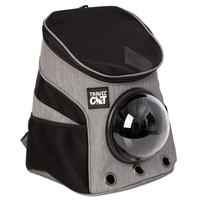 The Fat Cat Mini Backpack for Smaller Cats Travel Carrier with Window Grey 13 in x 10 in x 16.5 in