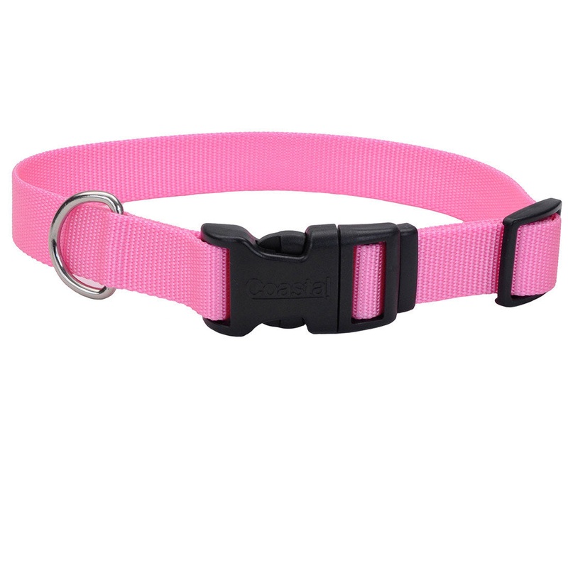 Coastal Pet Adjustable Dog Collar with Plastic Buckle, Buckle-Pink, Neck Size 18″-26″