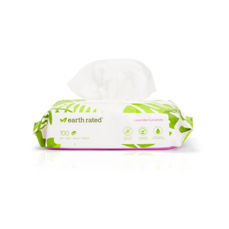 Earth Rated Certified Compostable Dog Wipes Lavender – 100 Count