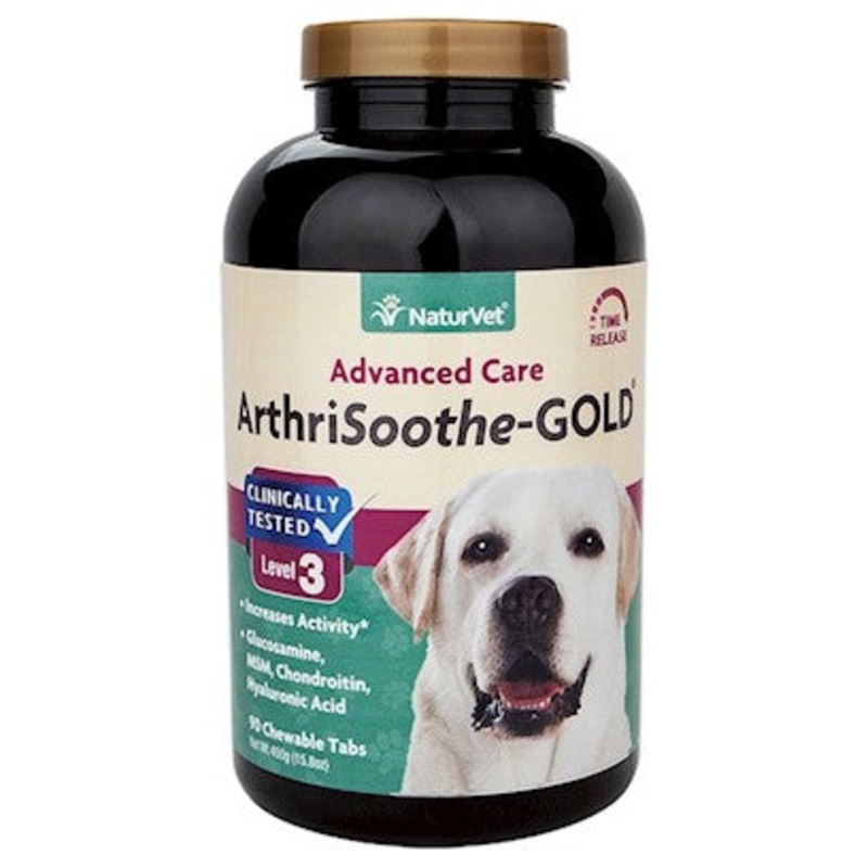 NaturVet ArthriSoothe Gold Level 3 Advanced Joint CareSupports Connective Tissue, Cartilage & Joint Movement  Glucosamine, MSM, Chondroitin & Green Lipped Mussel  90ct Tablets – Dogs & Cats