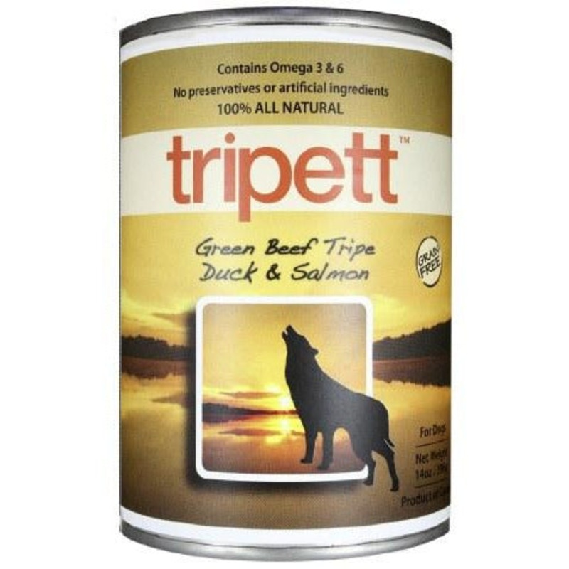 Tripett – Green Beef Tripe, Duck, & Salmon – Canned Dog Food – 13 oz., Case of 12