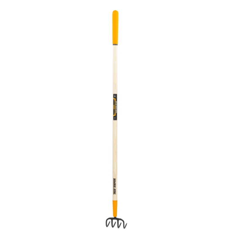 True Temper 4-Tine Forged Cultivator With Cushion End Grip On Hardwood Handle 57.38h  5w  4.6d