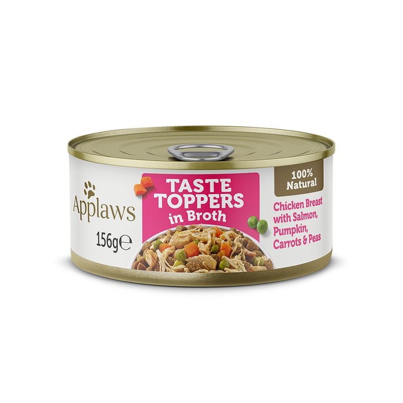 Applaws Taste Toppers in Broth Chicken with Salmon & Vegetables Wet Dog Food 156g Tin – 156G