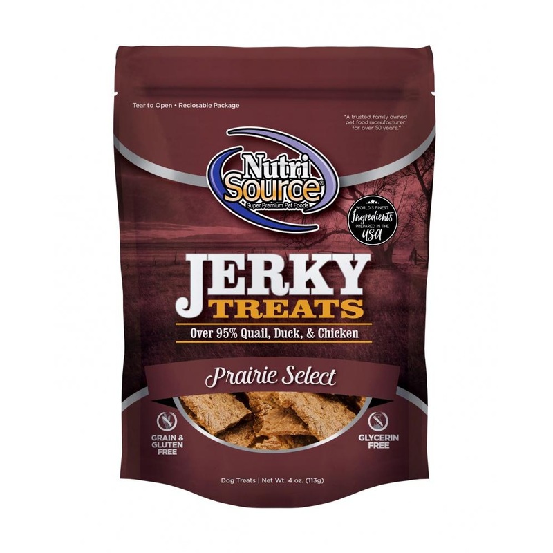 NutriSource Prairie Select Grain Free 95% Quail, Duck, & Chicken Jerky Dog Treats