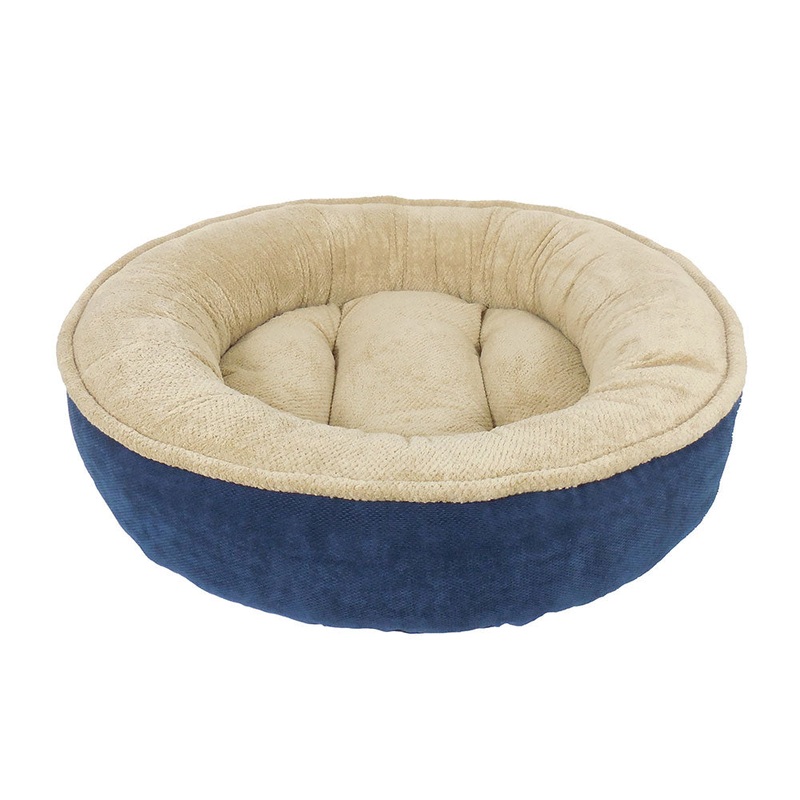 Rover Rest Maggie Donut Round Dog Bed Navy/Tan 35 X 35 X 10 Inch