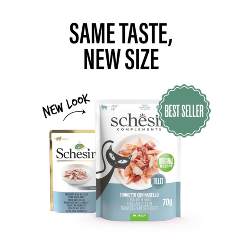 Schesir Complements Cat Wet Food  in Jelly Pouch- Tuna With Hake 70g [MOQ:12pcs]
