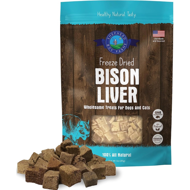 Shepherd Boy Farms Freeze-Dried Bison Liver For Dogs and Cats Treats 3 oz (Small)