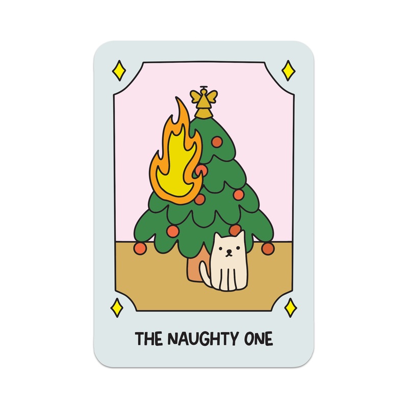 The Naughty One Christmas Tarot Card Vinyl Sticker