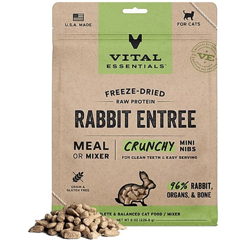 Vital Cat Rabbit Crunchy Mini Nibs Freeze-Dried Grain-Free Cat Food 8oz