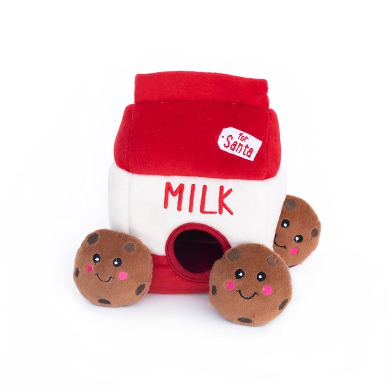 ZippyPaws Zippy Burrow Holiday Santa’s Milk & Cookies Puzzle Dog Toy