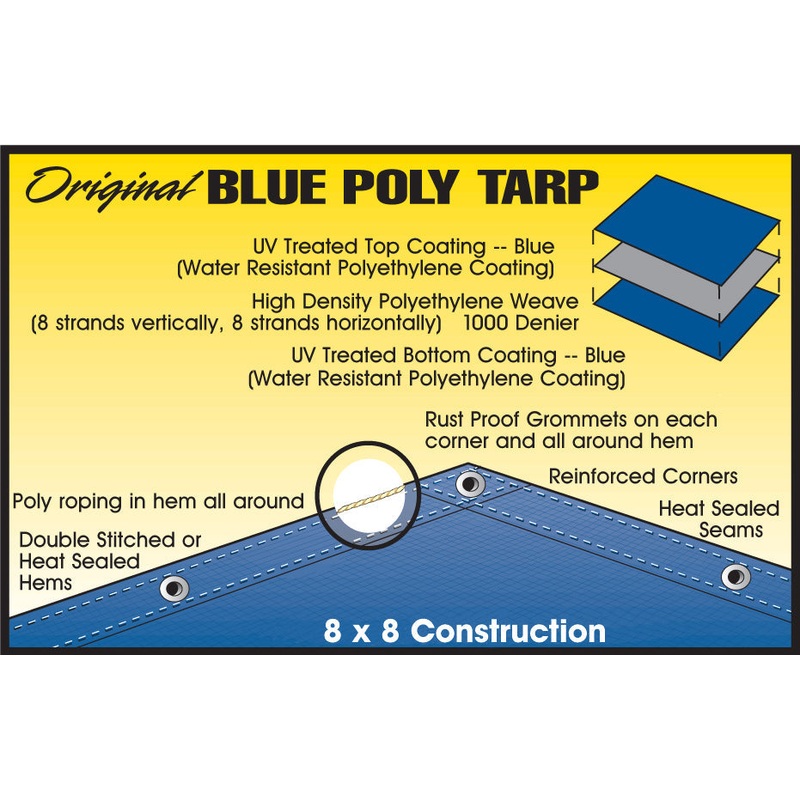 Dize Weathermaster Original Blue Poly Tarp 10′ x 12′ Blue