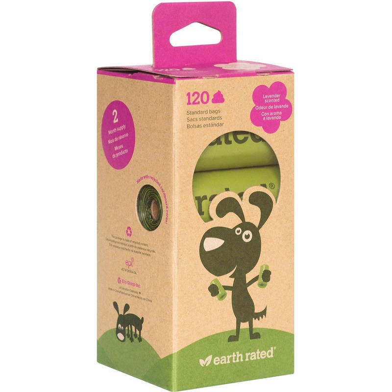 Earth Rated Poop Bags Refill Pack 8 Rolls Dog Supply Scented, 120 ct