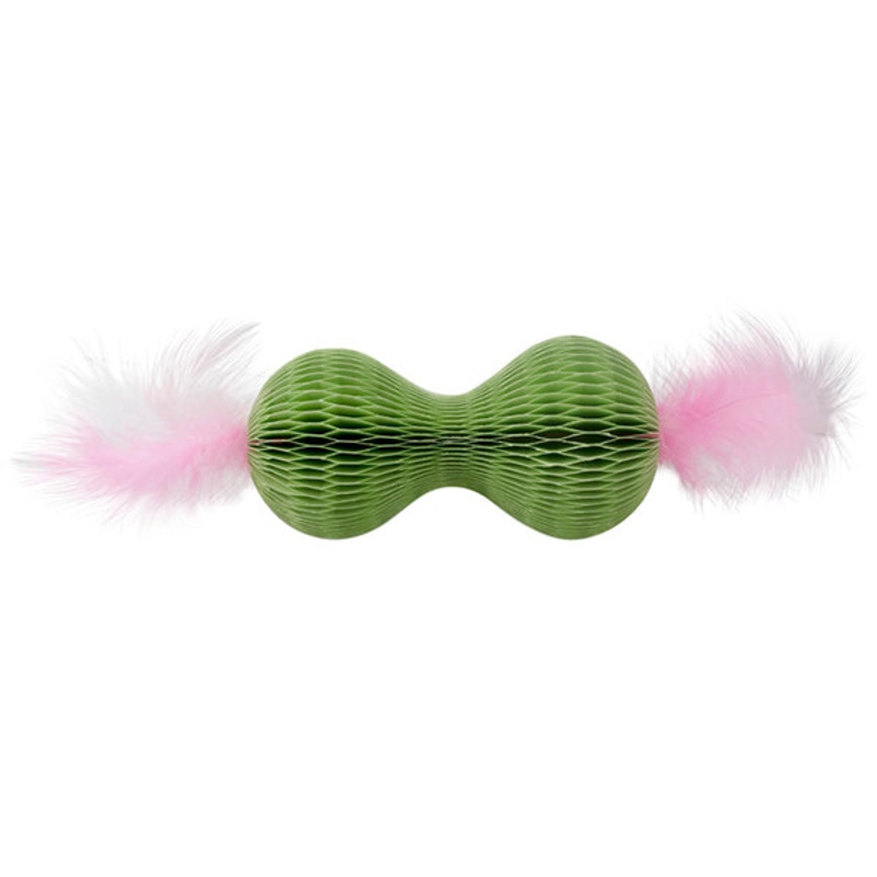 Honeycomb Hide-A-Ball Catnip & Feather Scratcher Toy for Cats 6 in