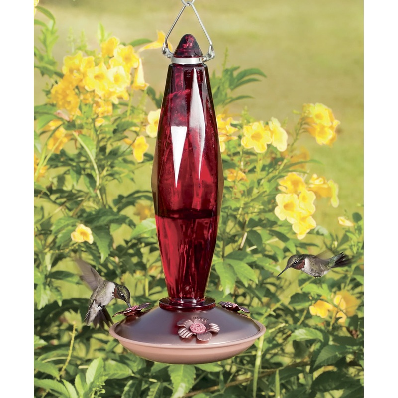 8 oz. Medium Jewel Cut Glass Hummingbird Feeder