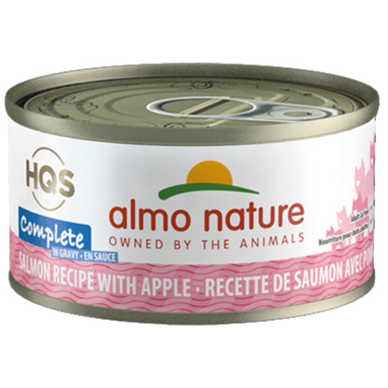 Almo Nature HQS Complete Salmon Recipe With Apple In Gravy Canned Cat Food: 2.47- Oz Cans, Case of 24