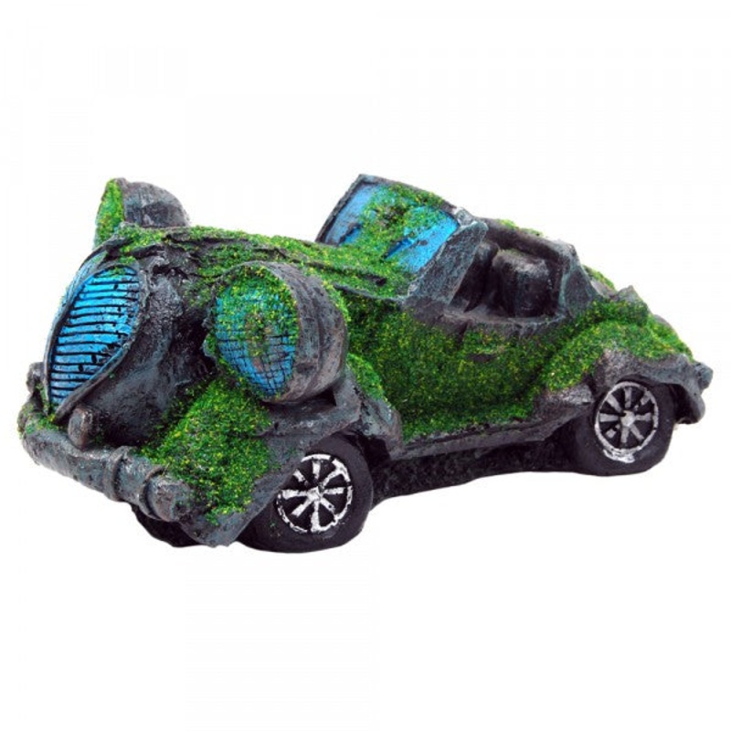 BIOSCAPE ORNAMENT MOSS COVERED SPORTS CAR WITH BUBBLER 24 X 14CM