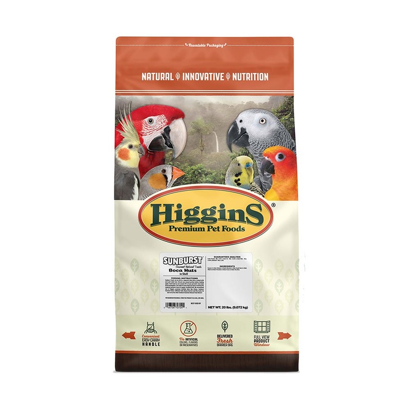 Higgins Sunburst Boca Nuts In Shell Gourmet Natural Treat for Parrots & Macaws 20 lb