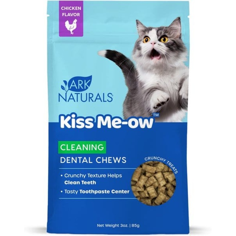 Ark Naturals Kiss Me-Ow Cleaning Chicken Dental Chews Crunchy Cat Treats 3 oz
