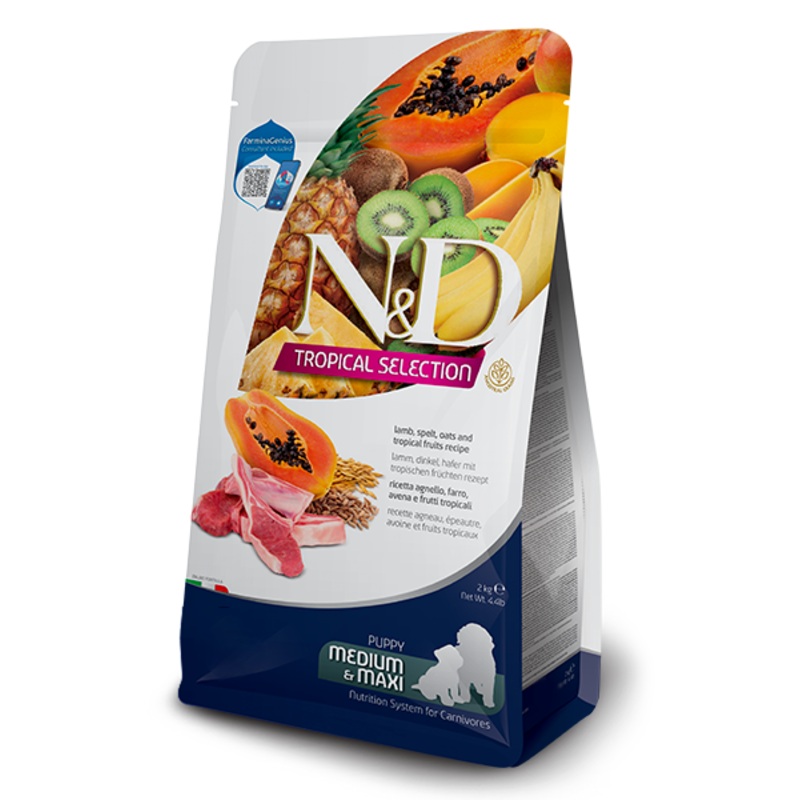 Farmina N&D Tropical Selection Canine Lamb, Spelt, Oats and Tropical Fruits Puppy Medium & Maxi 22 Lb