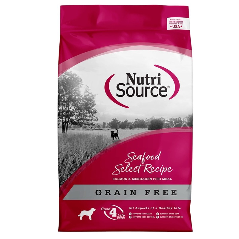 NutriSource Grain Free Dry Dog Food – Seafood Select Salmon & Menhaden Fish – 12lb Bag