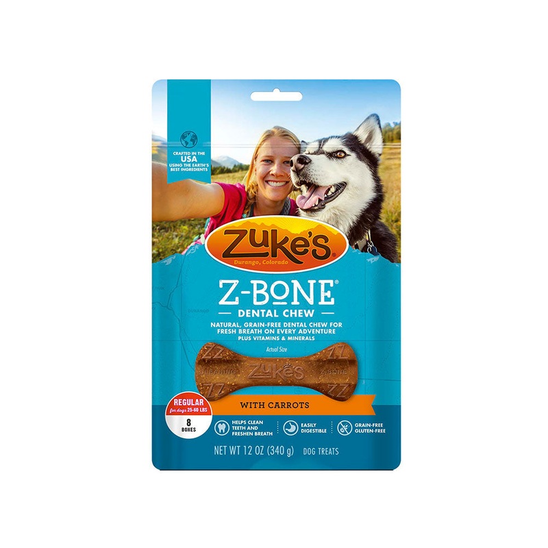 Zuke’s Z-Bone Regular Grain Free Dental Chews with Carrots Dog Treats 8 Count
