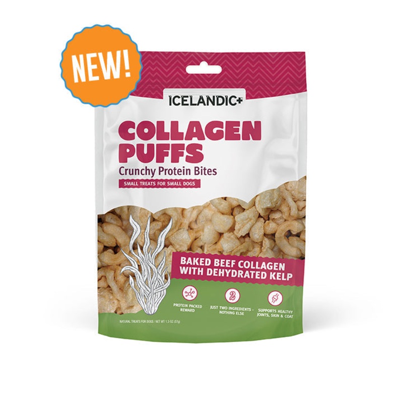 Icelandic Beef Collagen Puffs with Kelp Treats for Small Dogs 1.3 oz