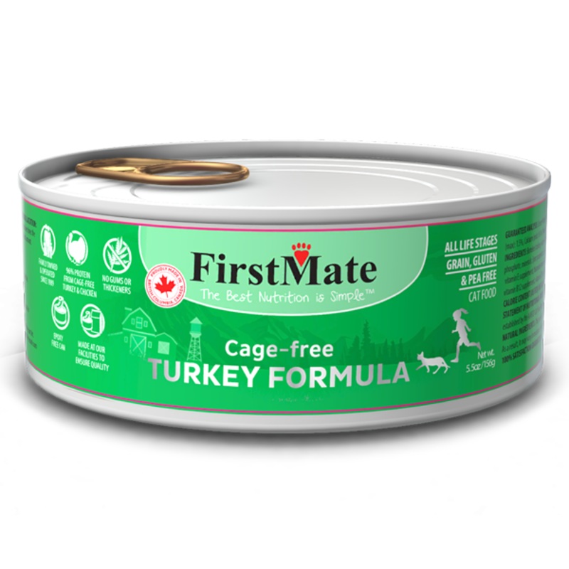 FirstMate Limited Ingredient Cage Free Turkey 156g Canned Cat Food Individual 156g