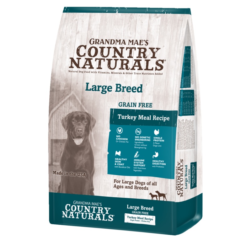 Grandma Mae’s Country Naturals Grain Free Large Breed Turkey Meal Dry Dog Food 14Lb Bag